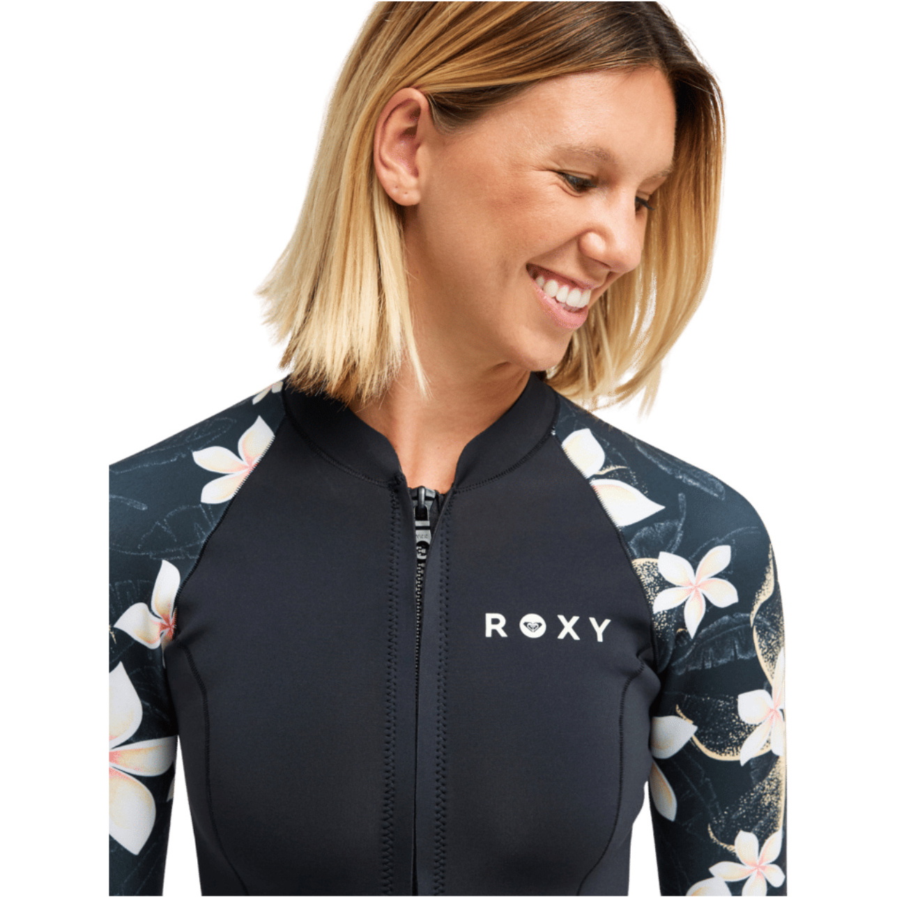 2026 Roxy Womens Swell Natural 1mm Chest Zip Long Sleeve Spring Wetsuit 26BW243506 - Hibiscus Real